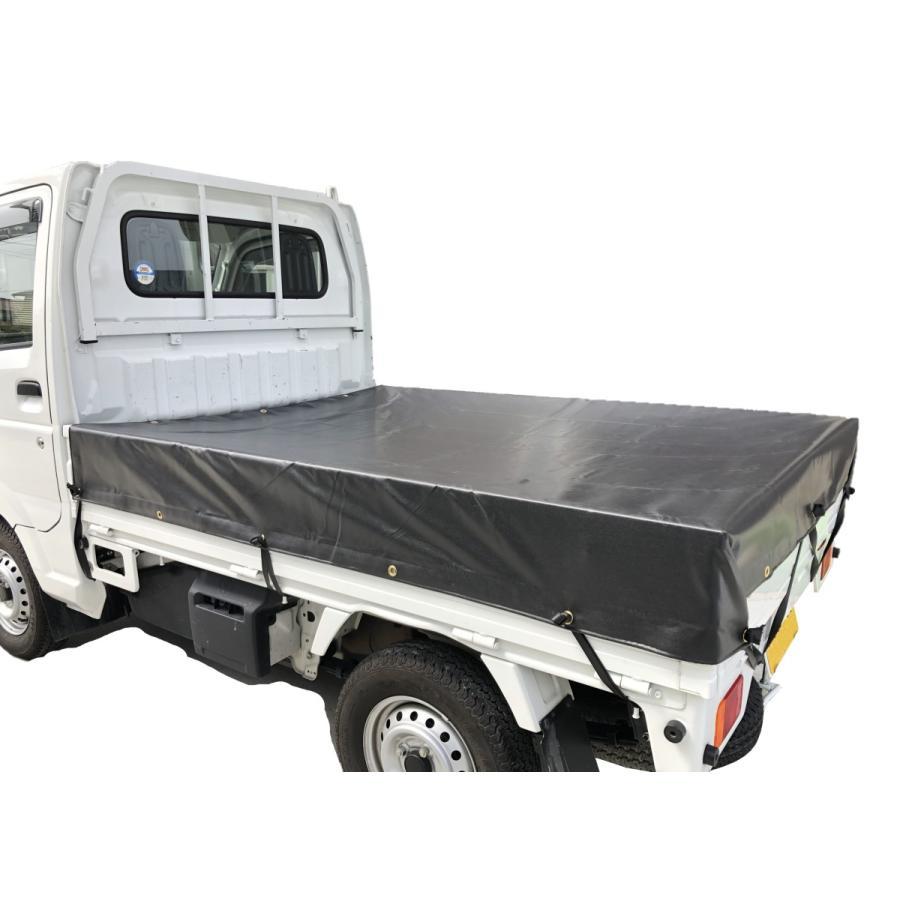 トラックシート ブラック 1号 1.9m×2.1m コードゴム4ｍ×2本付き 軽トラック用 エステル帆布 軽トラシート 荷台シートの画像5