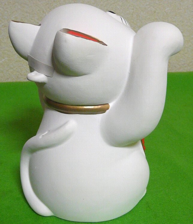  enterprise thing # three . sea on / three ....* ceramics made maneki-neko savings box *H=19cm out of print not for sale shop front supplies * luck ... included . both hand ... laughing face * unused goods *