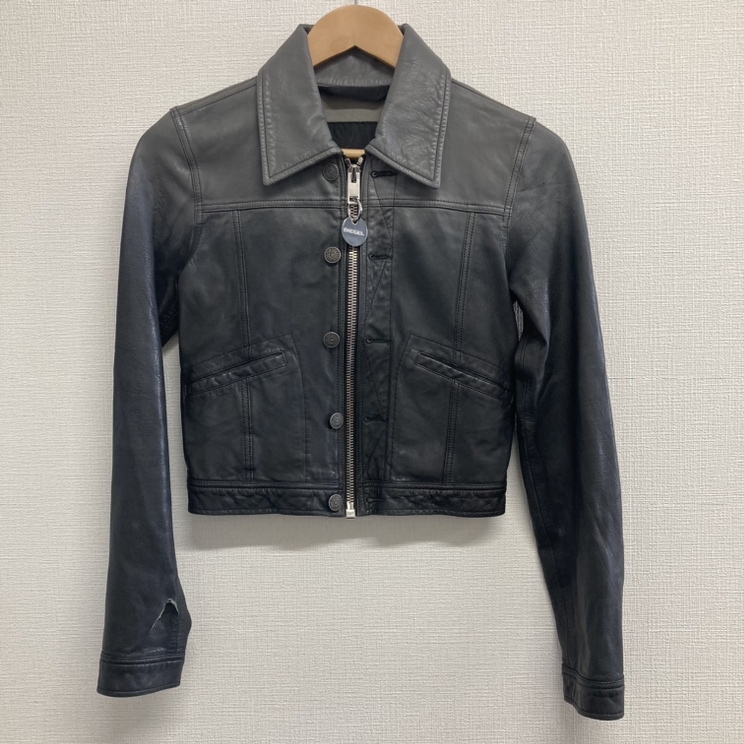 【1円スタート】DIESEL ディーゼル レザー トラッカージャケット XSサイズ グラデーション ブラック 1スタ の画像1