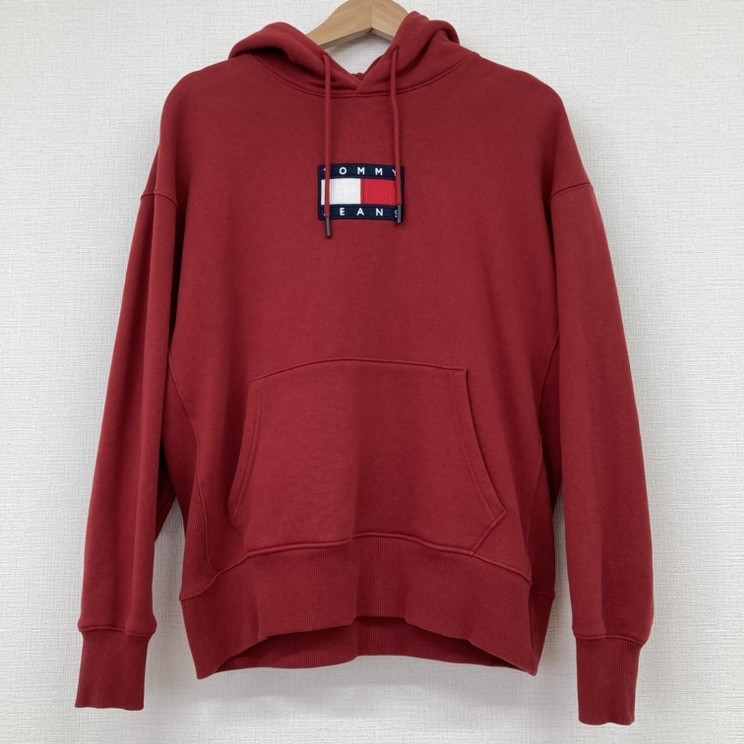 【1円スタート】TOMMY JEANS　トミー ジーンズ 　パーカー　Mサイズ　レッド　赤　長袖　1スタ　Tommy Hilfiger_画像1