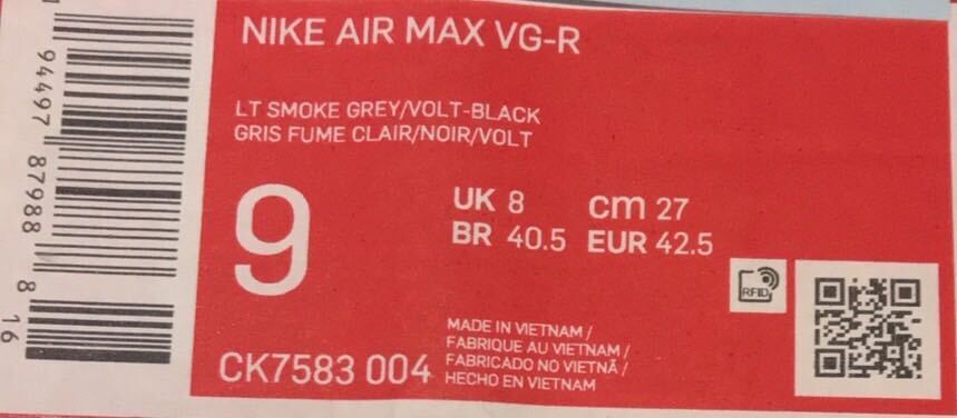 NIKE AIR MAX VG-R 'BLACK VOLT'ナイキ エア マックス VG-R (CK7583-004 )グレー27cm箱あり_画像3