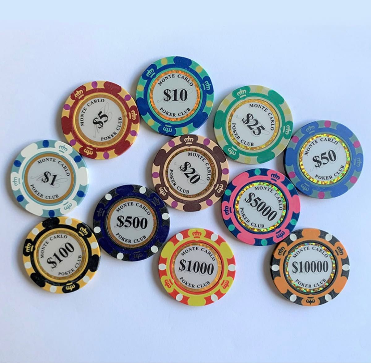 11種11枚セット　ポーカーチップ  モンテカルロ ゴルフマーカー グリーンマーカー カジノ リアルチップ 重量感