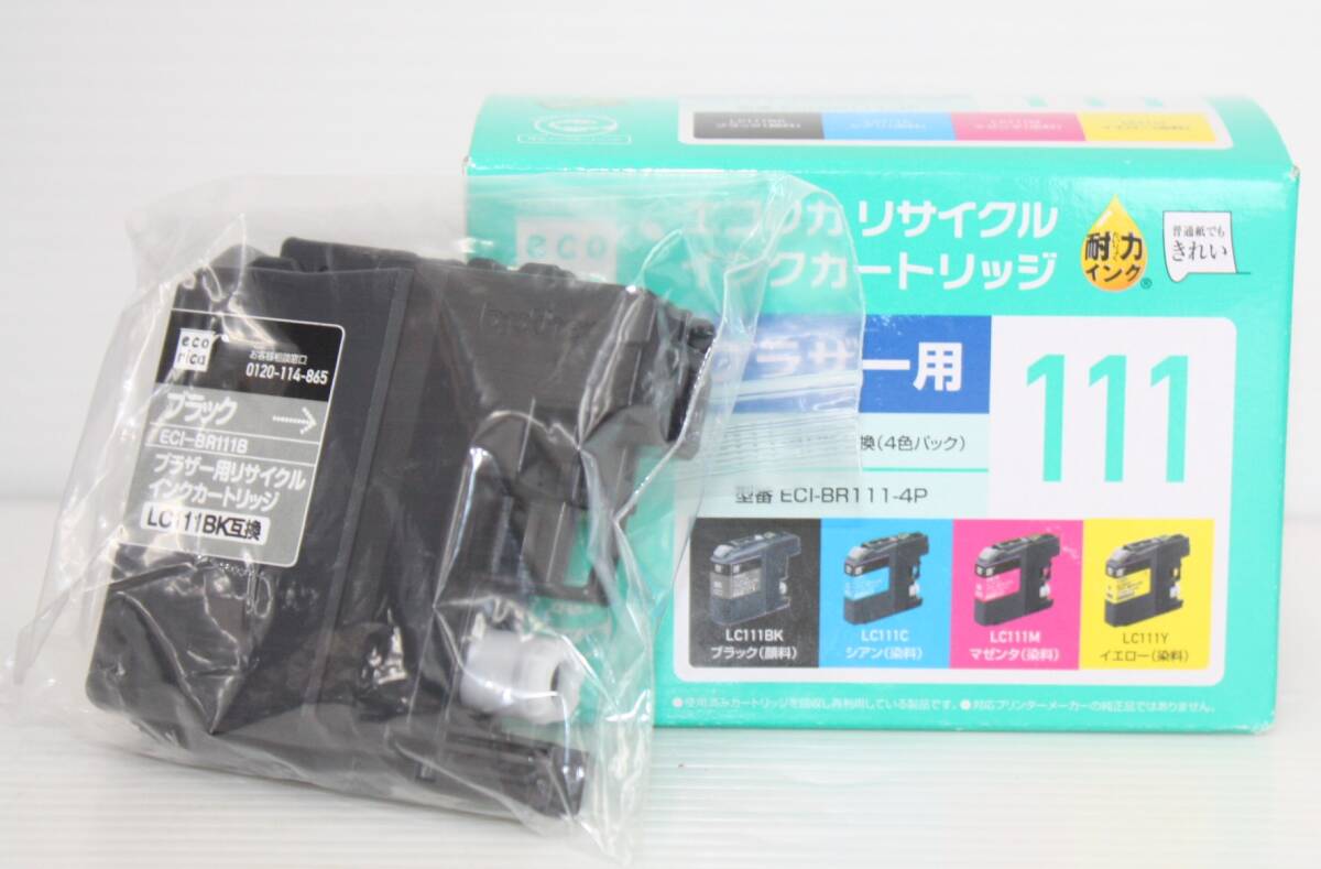 4 未使用 ECI-BR111-4P ブラザー用 エコリカ リサイクルインクカートリッジ LC111-4PK互換 4色パック + ブラック1個付き _画像1