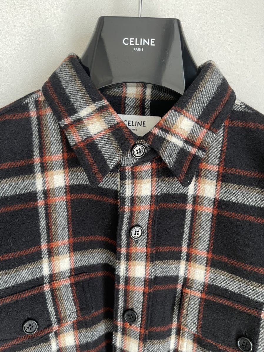 CELINE チェック シャツジャケット ウール 48|メンズ CELINE チェック シャツジャケット ウール 48|メンズ