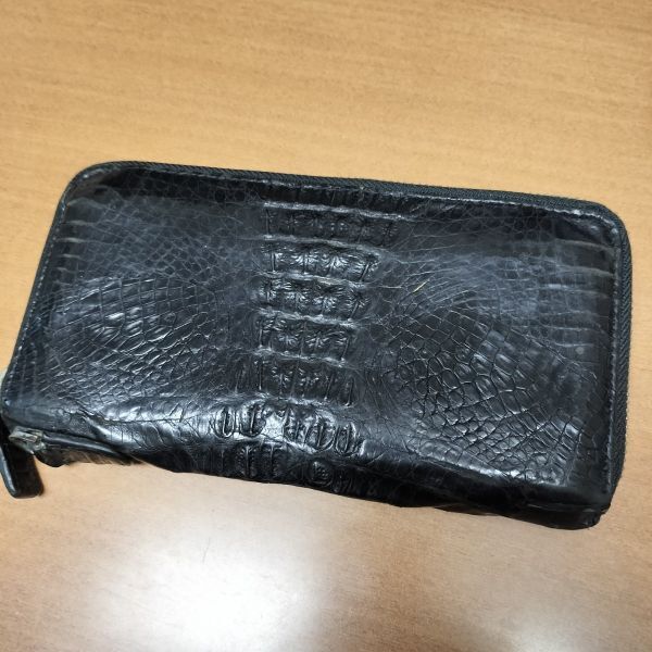 ゴダン GODANE☆カイマン クロコ ワニ革 Wテール☆ラウンドファスナー 長財布【BLACK/黒】crocodile leather/round zipper wallet◇cKC5