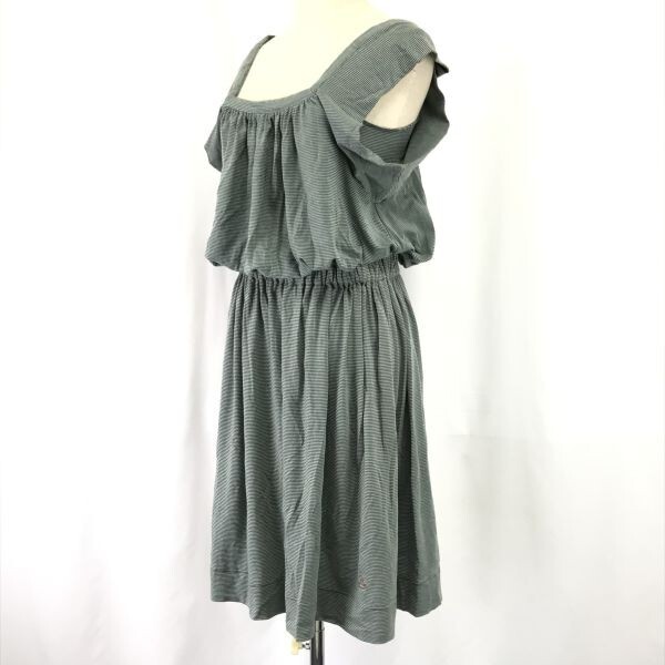 olizonti/ made in Japan *Vivienne Westwood RED LABEL* no sleeve / knee length one piece [size2/M/ border pattern / green × tea ]dress*cBH581