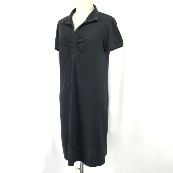 ジェイプレス/J.PRESS☆半袖ワンピース/膝丈【11号/レディースL/黒/black】春夏/シャツワンピース/Tops/Shirts/Dress◇cBH597_画像1