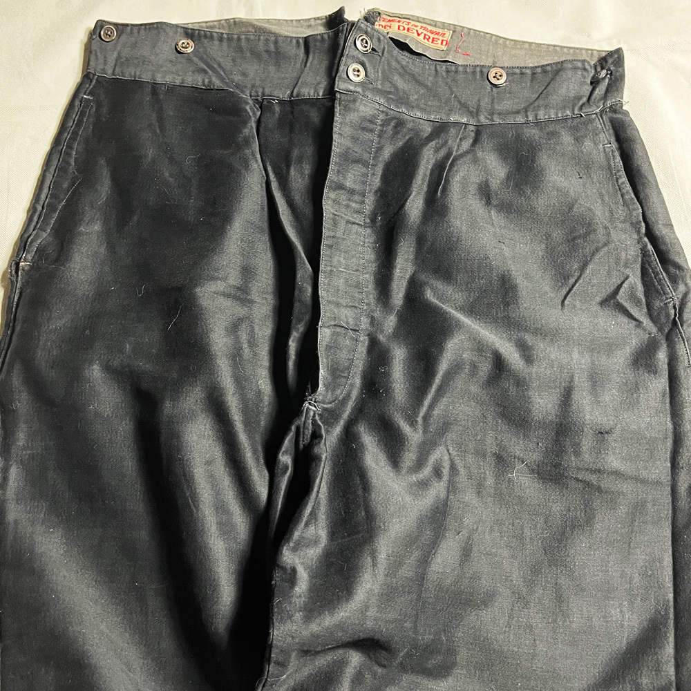 幻級! 30s フレンチ ライト ブラック モールスキン ワーク パンツ フランス FRENCH LIGHT BK MOLESKIN CHORE WORK PANT メタル レア 黒モル_画像2