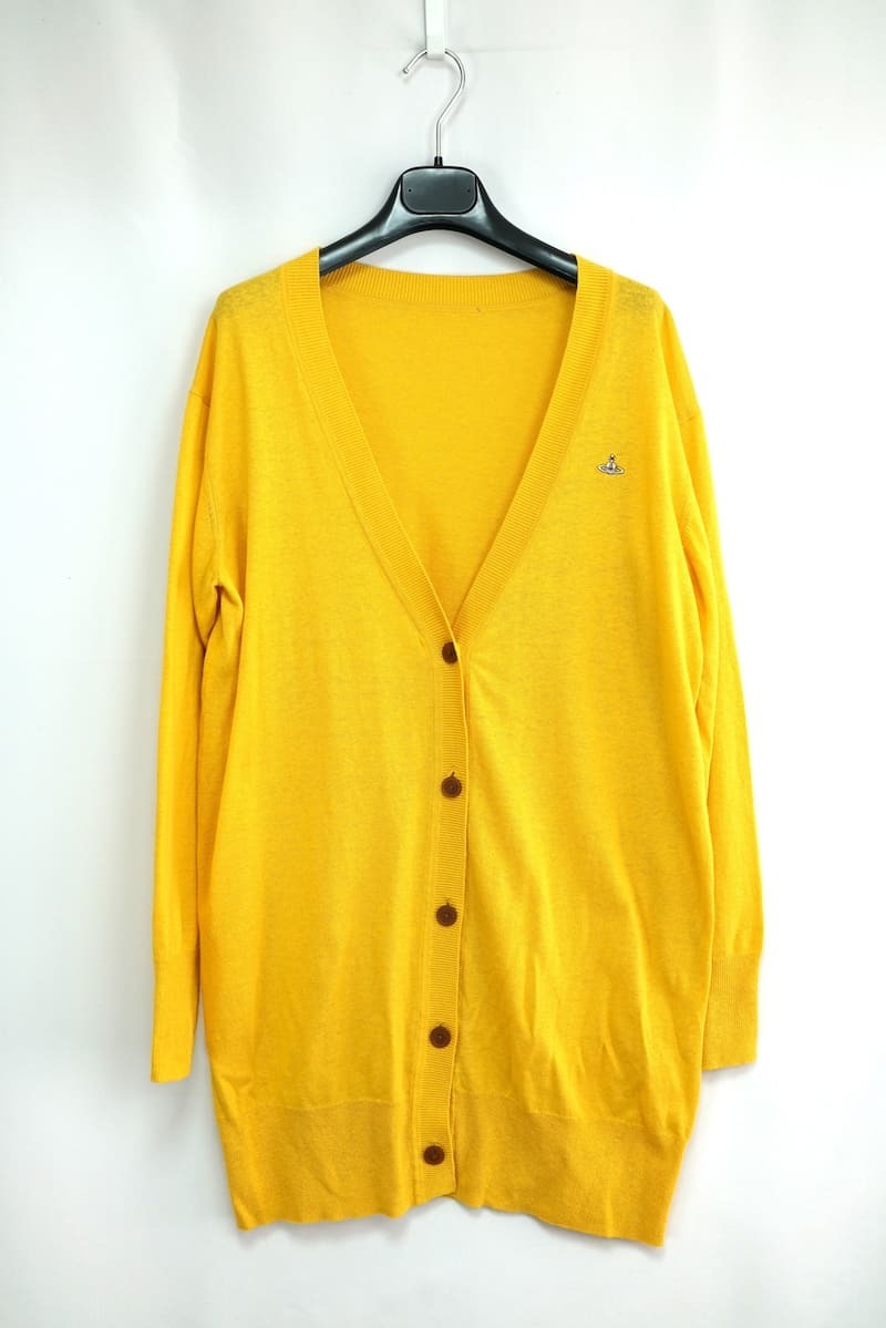 Vivienne Westwood RED LABEL ( label loss ) Vivienne waste to wood thin cardigan linen yellow 6007