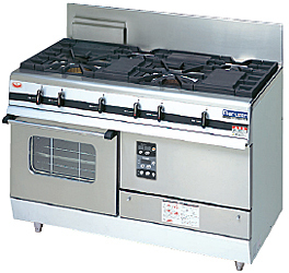 ★新品 オーブン付きガステーブル マルゼン MGRXU-126F ガスレンジ オーブン付 4口コンロ 店舗 ●送料込