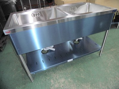 ★新品 幅1200x600x800 業務用 ステンレスシンク マルゼン BS2-126N 二槽シンク 2槽シンク 流し台 店舗 厨房 ●送料込