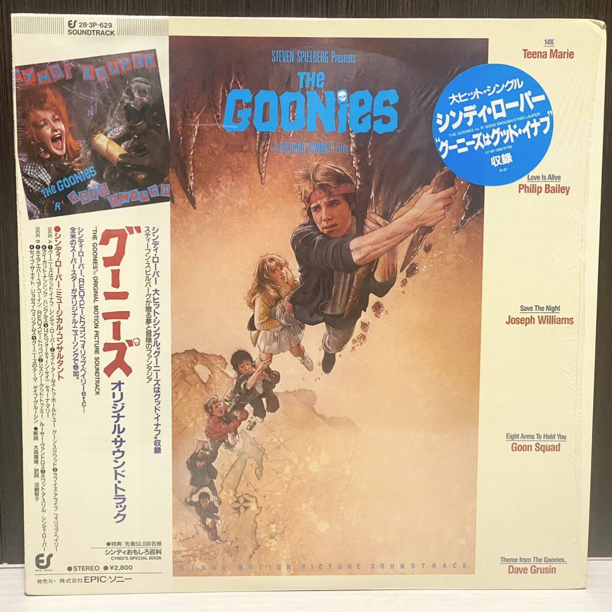 LP/サントラ/GOONIES/国内85年PRESS美品/帯OBI/SHRINK/INSERT2種/グーニーズ/283P-629_画像1