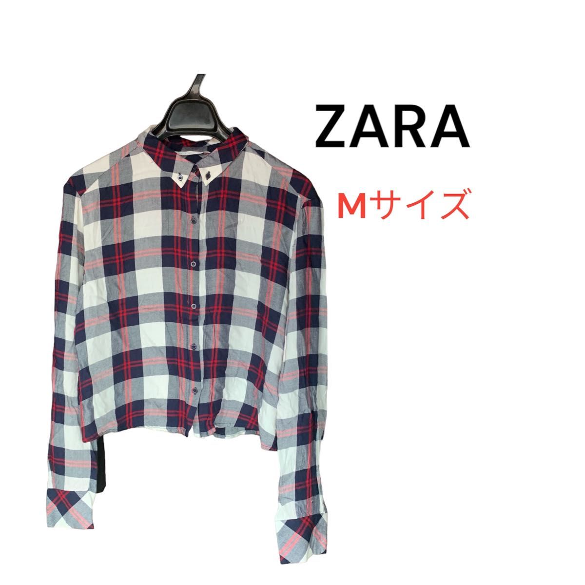 【ZARA】ザラ　ショート丈シャツ　ネルシャツ　チェック　Mサイズ