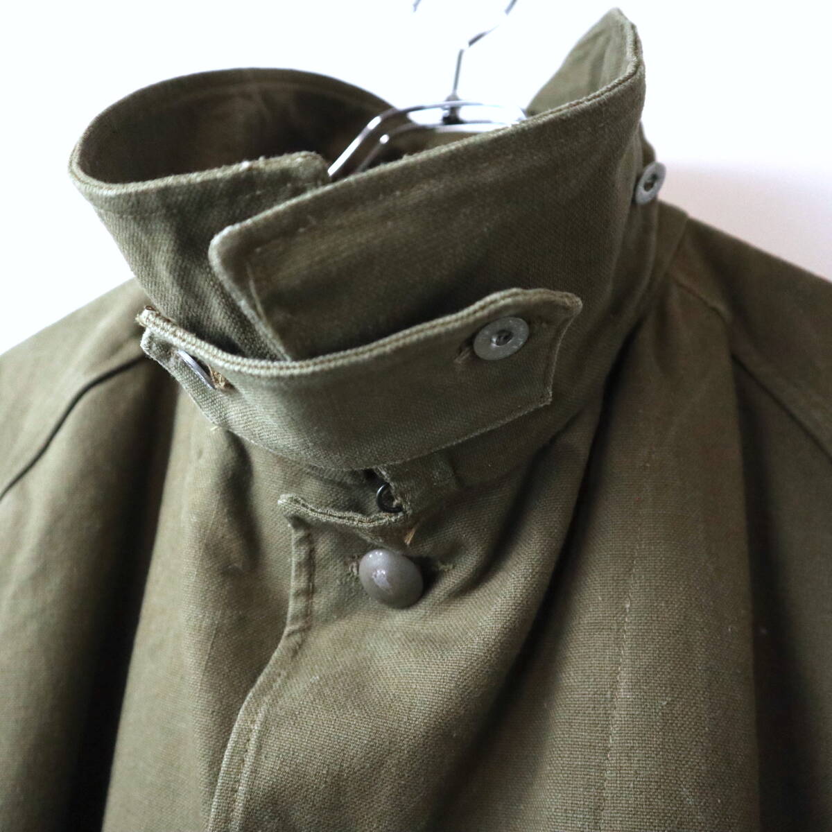 40s French Army Motorcycle Coat vintage ヴィンテージ M-35 フランス軍 モーターサイクル コート M-47 ミリタリー マルジェラ モッズ 50s_画像3