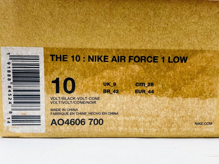 1円～ 未使用 Nike Off-White THE 10 Air Force 1 Low Volt ナイキ オフホワイト エアフォース1 ロー ボルト AO4606-700 28.0cm 鑑定バッジ_画像9