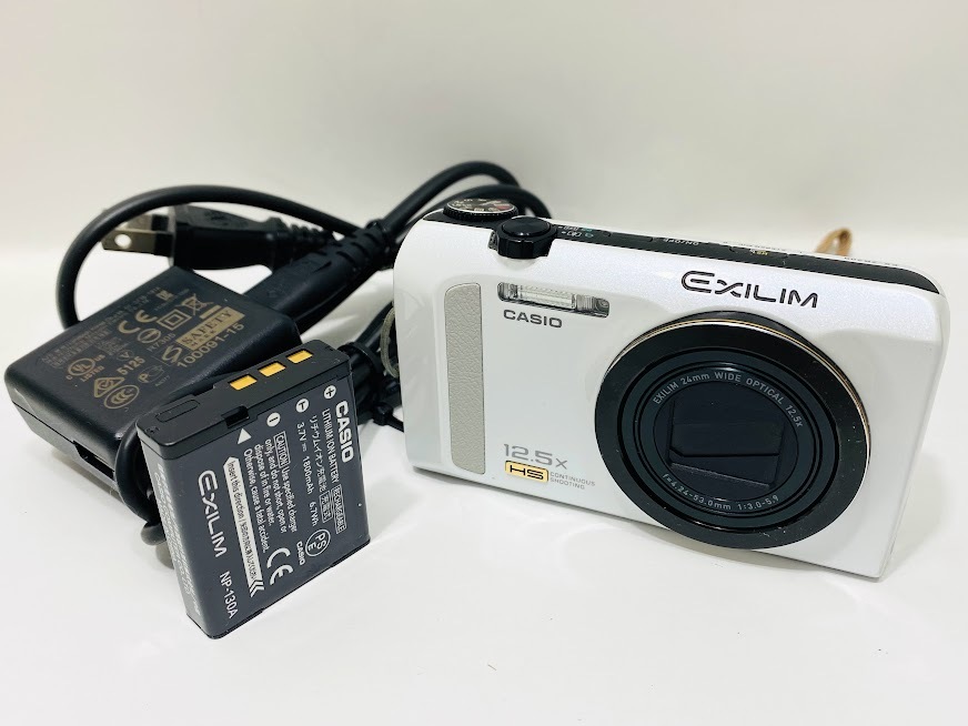 1円～ CASIO カシオ EXILIM エクシリム EX-ZR200 WE ホワイト コンパクト デジタルカメラ バッテリー 充電コード付き