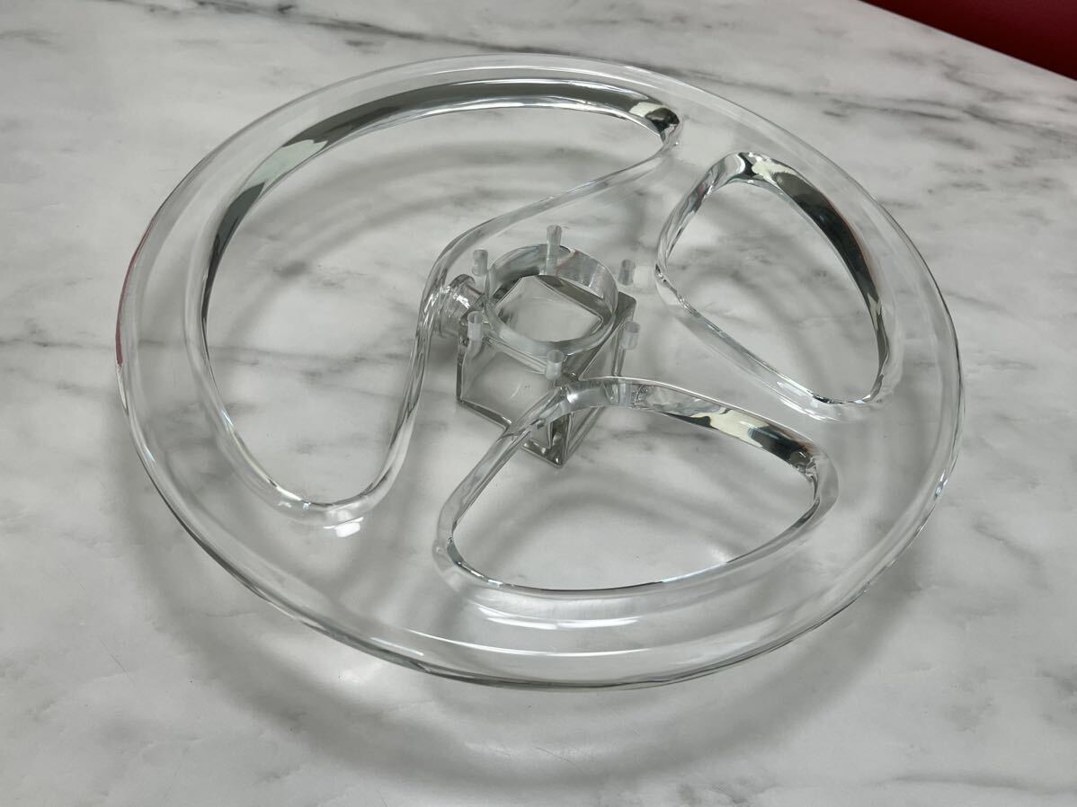  rare * beautiful goods * crystal steering gear * small diameter approximately 33. steering wheel *momo pitch * clear transparent * Lowrider old car Hitman HITMAN