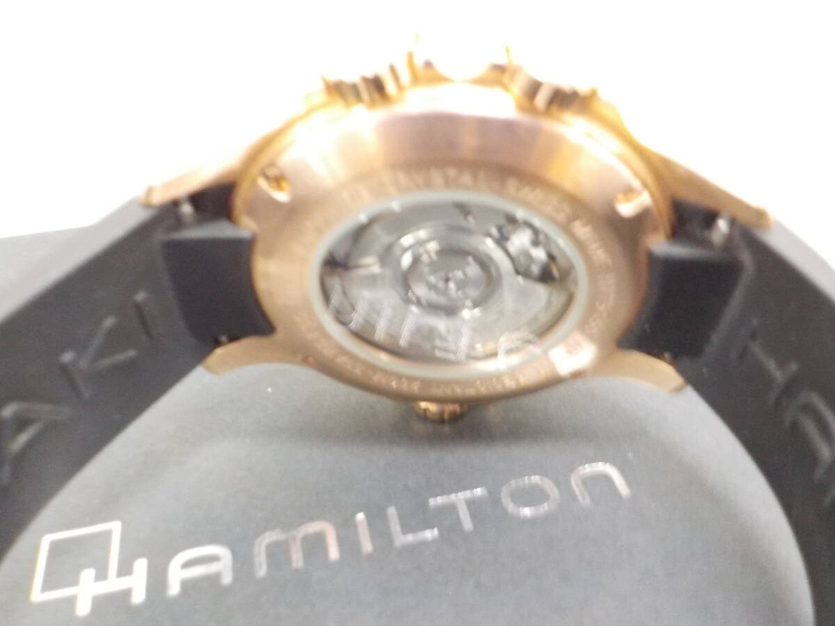 ◇１円~！ハミルトン HAMILTON カーキネイビー メンズ 時計 H77545735 自動巻 ブラック ラバー スイス （ブラック）_画像3