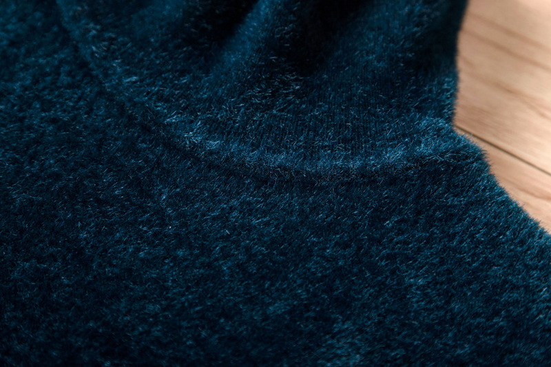特価D977-M新品DCKMANY■ウール混 セーター メンズ タートルネック 厚手 シャギー ニット 長袖 無地 セーター トップス 秋冬/ブルー_画像3