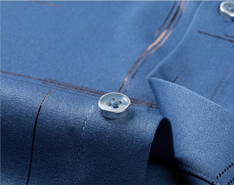 D957-XL新品DCKMANY■箔押し 半袖シャツ メンズ ストライプ 格子柄シャツ ノーアイロン 夏 薄手シャツ シルクのような質感/ライトブルー_画像6