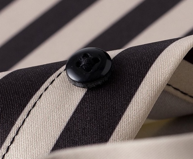 D175-L新品DCKMANY■ストライプ 半袖シャツ メンズ 縦縞シャツ 形態安定 ノーアイロン カジュアルシャツ シルクのような質感/クリーム色の画像6