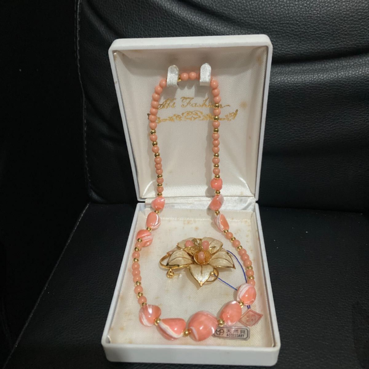 新品未使用品 ネックレス ブローチ 天然貝 入学式 卒業式 ピンク色 アクセサリー 珊瑚 天然石 ペンダント パール 真珠 