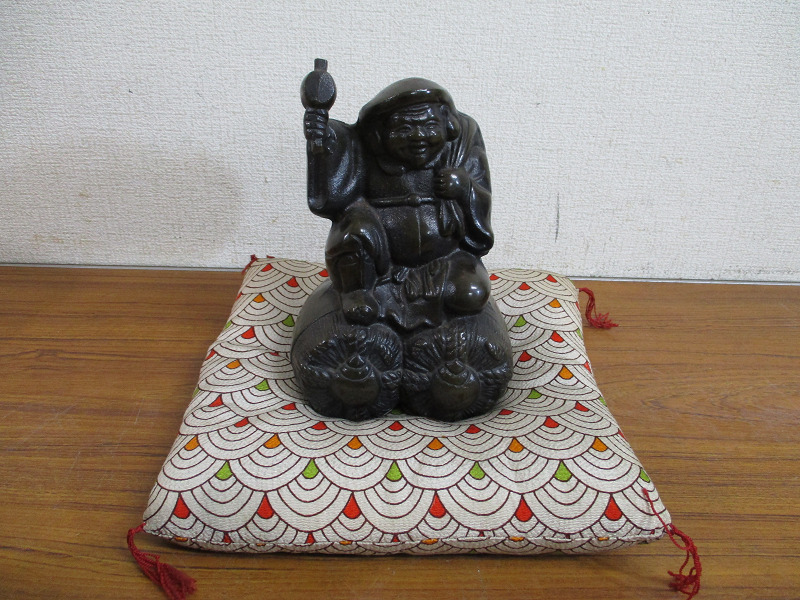 【Y10/K】七福神 大黒天 銅製？ 置物 インテリア オブジェ 縁起物 19cm 約3kg_画像1