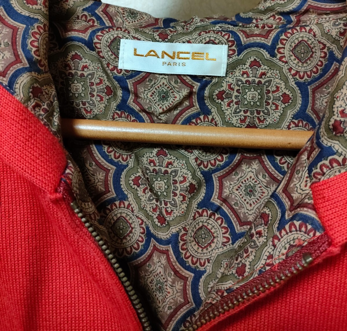 ランセル★LANCEL　希少レア物　ジップアップ パーカー　美品　サイズＬ　レッド　刺繍_画像3