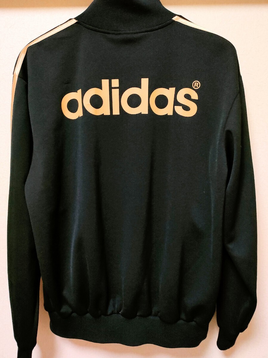 90s★adidas ジャージ アディダス トラックジャケット ビンテージ　黒金ライン　L　古着