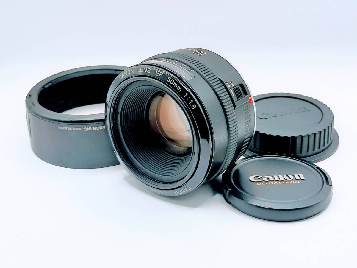  ★極美品・フード付き★キヤノン Canon LENS EF 50mm F1.8 I型 初代 単焦点 標準 レンズEFマウント #74の画像1