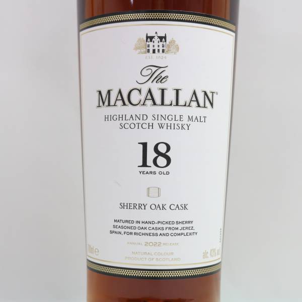 MACALLAN（マッカラン）18年 シェリーオークカスク 2022 43％ 700ml N24C190067_画像2