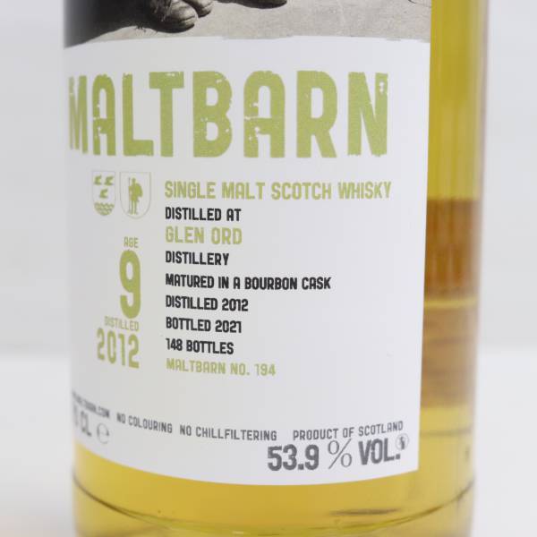 1円~MALTBARN（モルト バーン）グレンオード 9年 バーボンカスク 2012-2021 53.9% 700ml ※オリ有り T24C100015_画像6