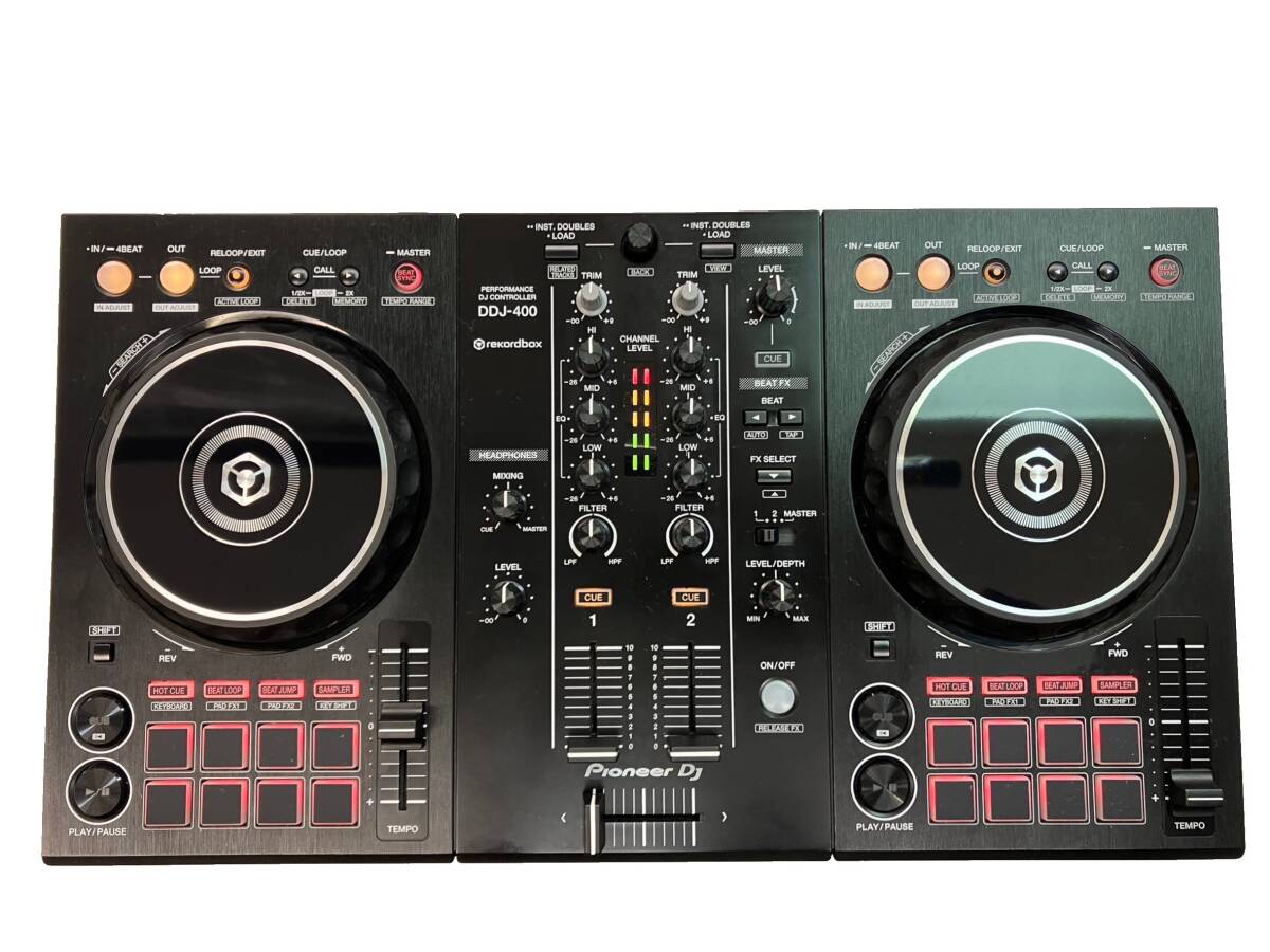 【美品】Pioneer パイオニア DDJ-400 DJコントローラー rekordbox 2019年製 Apple Musicと連携可能♪付属品全て有り♪動作OK♪即決☆ _実物のお写真です。