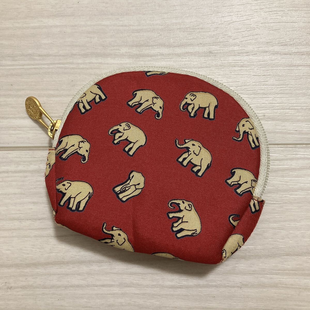 JIM THOMPSON Jim Thompson men's lady's pouch coin case change purse . red red cloth silk Thai silk . elephant image pattern abroad brand 