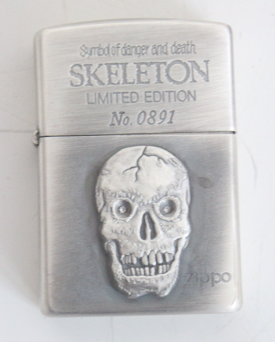 ▲（2）Zippo SKELETON スカル 天然ダイヤモンド入り 2000個限定品 LIMITED EDITION_画像3