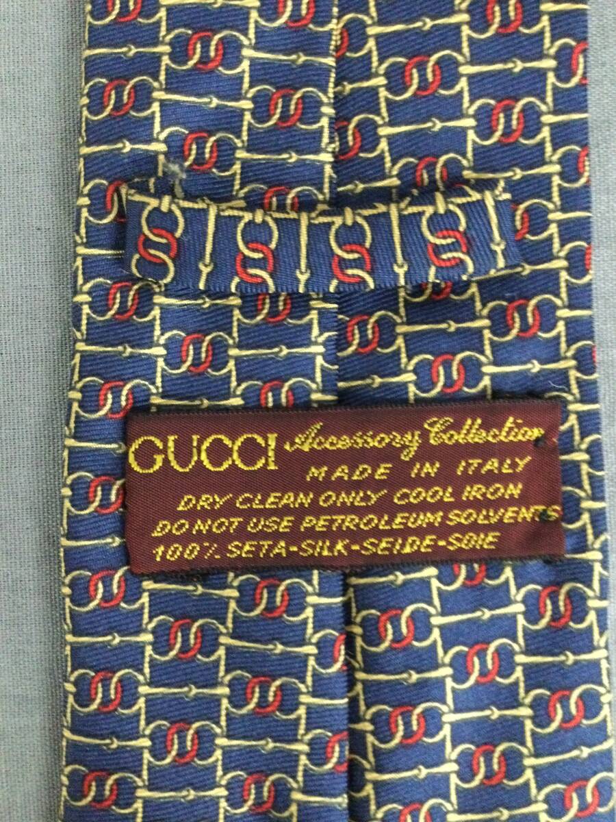 060308　260836-6　GUCCI　グッチ　ネクタイ　ネイビー系カラーデザイン　ブランド小物　紳士小物　ファッション小物　メンズ小物_画像6