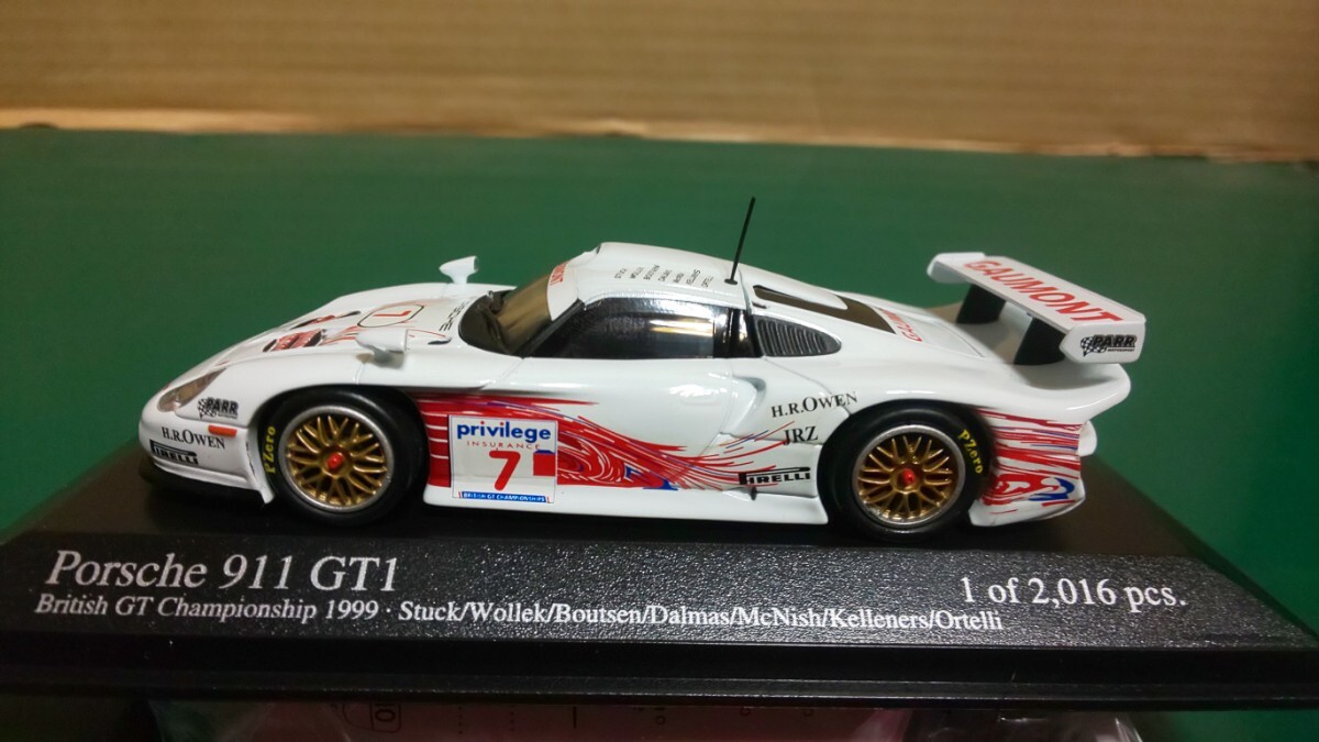 ☆美品 ☆未展示 ★ミニチャンプス 1/43 Porsche 911 GT1 British GT Championship 1997 #7 400 996807_画像4