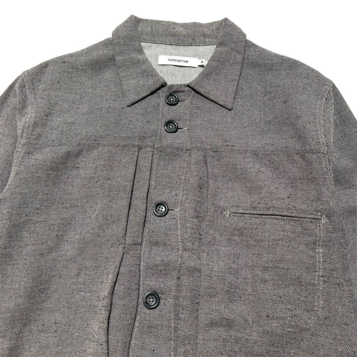 nonnative WORKER SHORT JACKET ネップ シャンブレー ツイル プリーツ ワーカー ワーク ショート シャツ ジャケット ブルゾン 2 NN-J2102_画像5