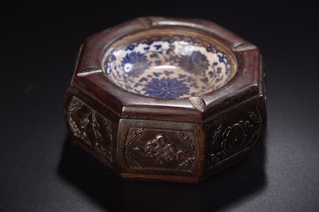 1156KN.3 多宝閣■ 木工芸品 彫刻品 【酸脂木彫八宝紋筆洗】 中国骨董 時代物 本物 珍品旧蔵 伝世家珍 孤品_画像7