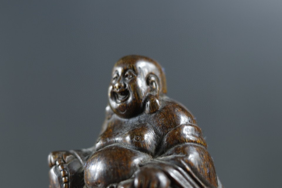 4295KN.3 多宝閣■ 仏像 仏教美術 【手彫りの弥勒仏です】 中国骨董 置物 工芸品 時代物 珍品旧蔵 伝世家珍 孤品_画像8