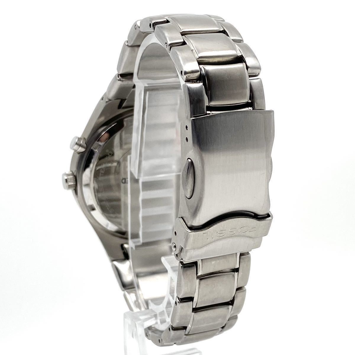 美品 FOSSIL BIG TIC ビッグティック ドットインデックス 腕時計 アナデジ クォーツ quartz シルバー 銀 フォッシル Y583_画像5