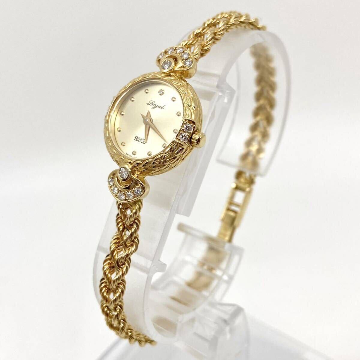 美品 Loyal H&Co. 18K 18金 LTP 286 腕時計 ブレスウォッチ ジュエリー ラウンド クォーツ quartz Swiss GOLD ゴールド 金 ロイヤル Y627の画像2