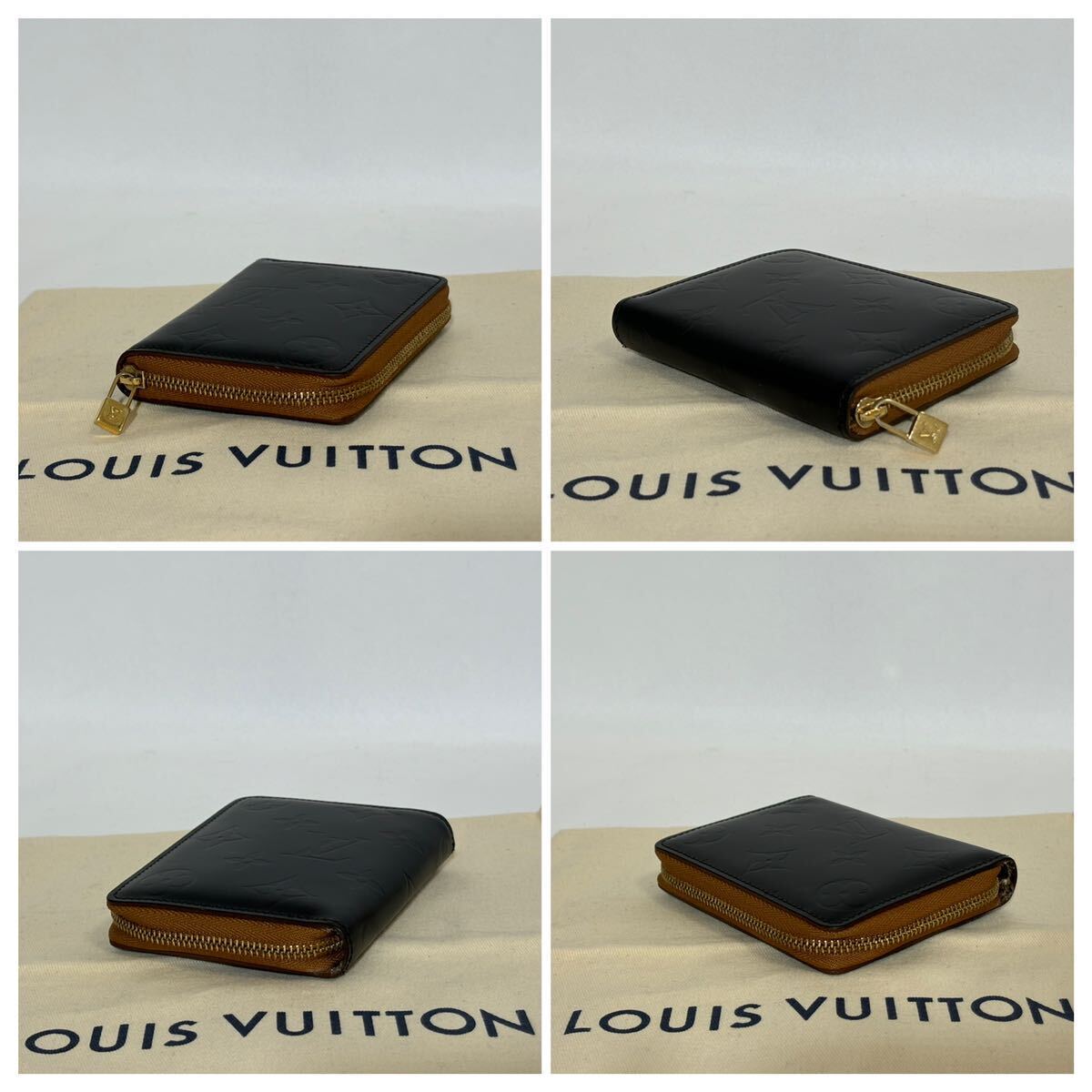 1円《美品》LOUIS VUITTON ヴェルニ 二つ折り財布 ジッピーウォレット 0061 マット モノグラム ラウンドファスナー ミニ財布 _画像4