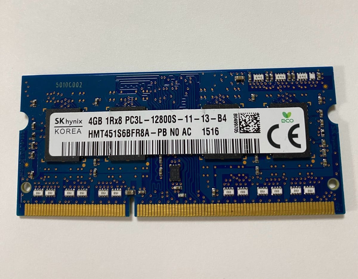 SKhynix 4GB PC3L−12800S  DDR3 ノートPC用　 低電圧　(NO.2601)