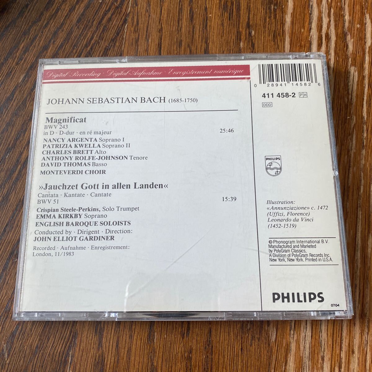 中古CD J.S.バッハ マニフィカト カンタータ第51番 ジョン エリオット ガーディナー J.S.BACH MAGNIFICAT JAUCHZET GOTT PHILIPS_画像2