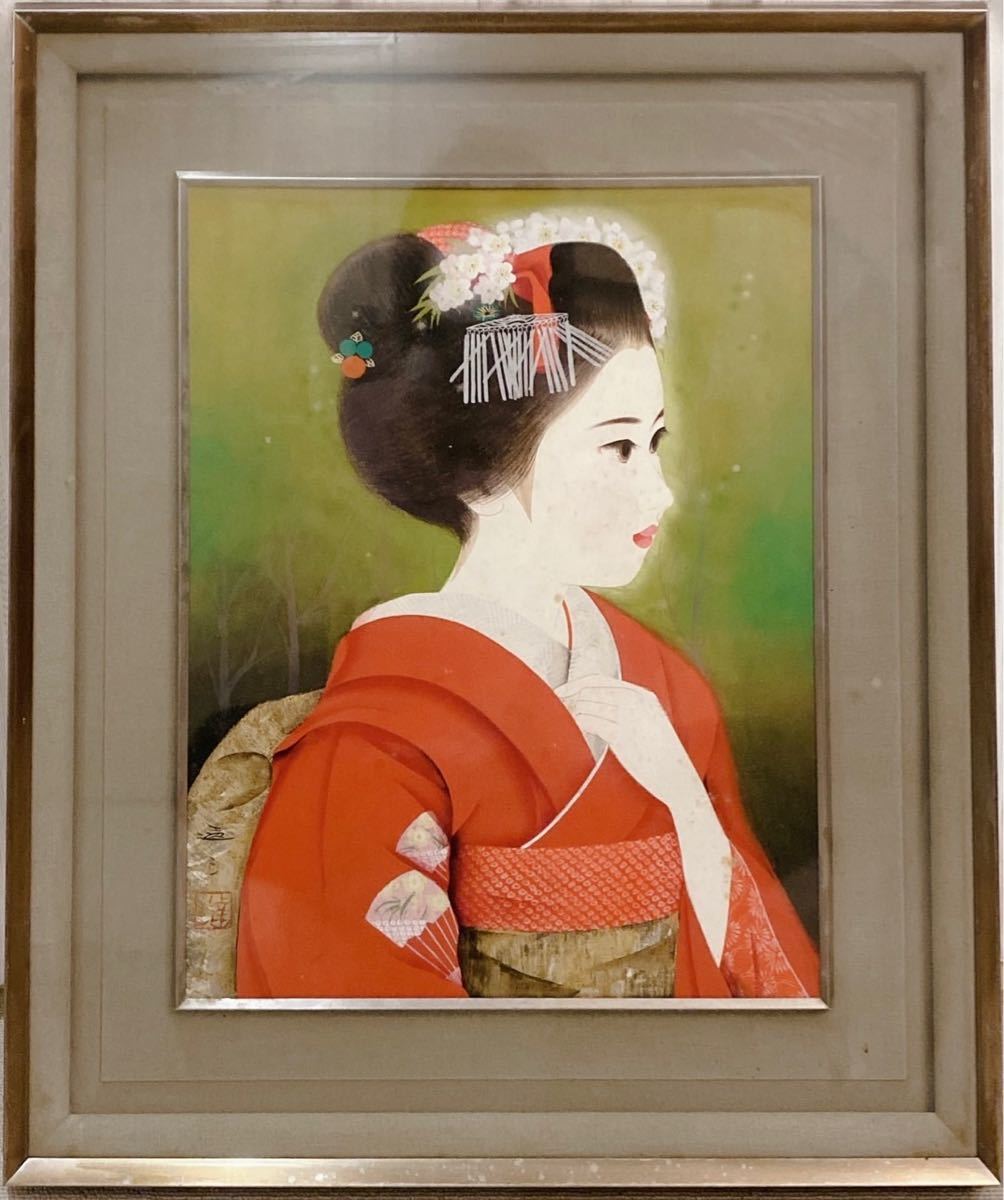 【真作】 清水達三 舞妓 人物画 額装 美術品 絵画 芸術品 インテリア 和風 和装_画像2