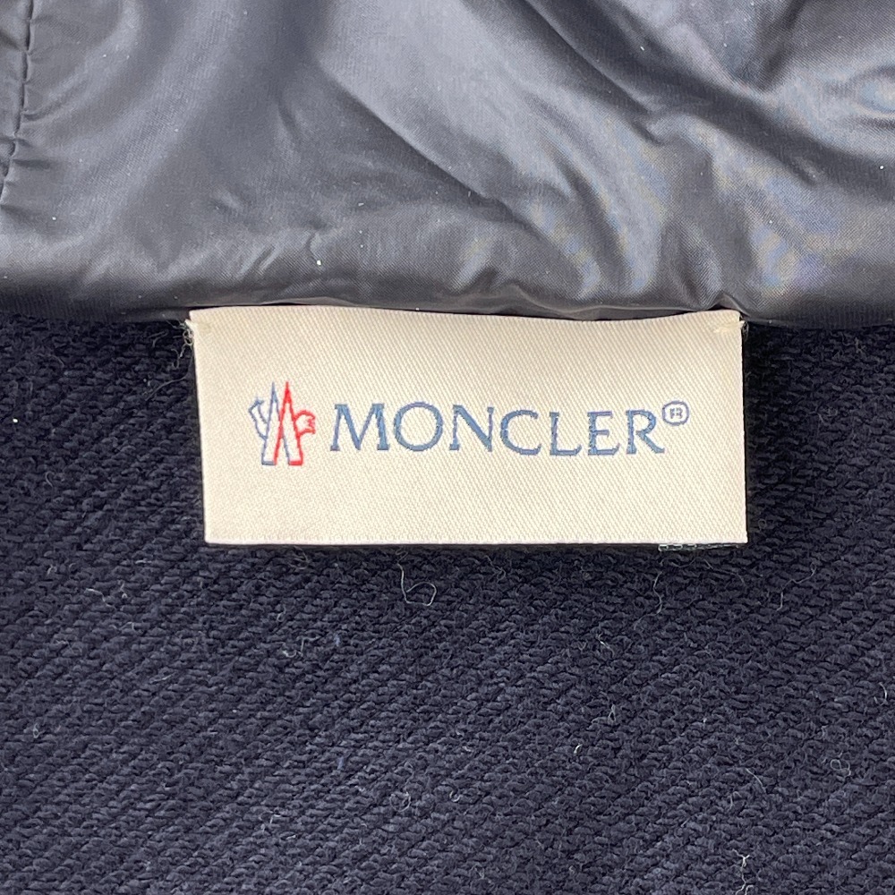 美品/国内正規 MONCLER モンクレール E10938459800 MAGLIA CARDIGAN ナイロン/コットン切替 ダウンジャケット M ネイビー レディース_画像5