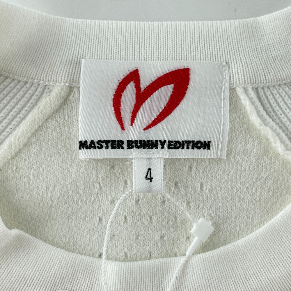 新品同様/ MASTER BUNNY EDITIONマスターバニーエディション 758-0270151 Wフェイス天竺 クルーネック トレーナー4 ホワイト メンズ_画像4