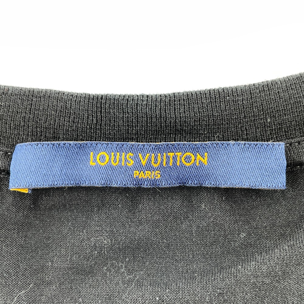 LOUIS VUITTON ルイヴィトン 21年製 RM212Q JC8 HAY50W ブラック サークルロゴ Tシャツ ブラック XL トップス コットン メンズ 中古_画像4