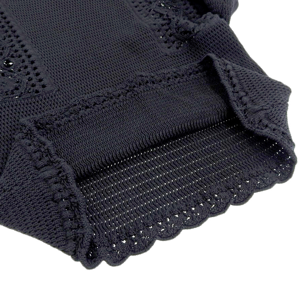 SAINT LAURENT PARIS sun rolan Paris cotton hook braided summer knitted tops lady's black XS 648444 20 year made 